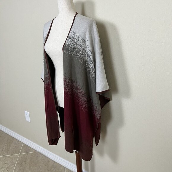 Chico's Ruana Wrap Women's ONE SIZE OS Cotton Blend Knit Shawl Poncho Cozy Boho - Picture 8 of 12